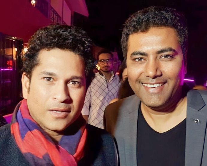 Rabbani Mustafa Khan with Sachin Tendulkar